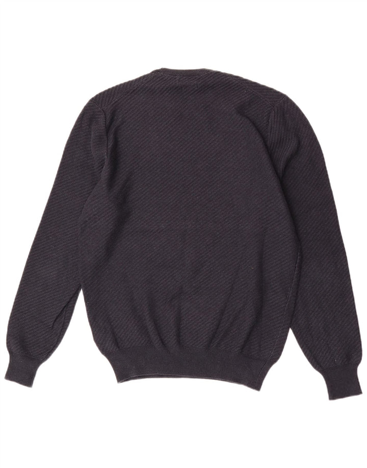 Suéter masculino Massimo Dutti com gola redonda, algodão azul marinho médio