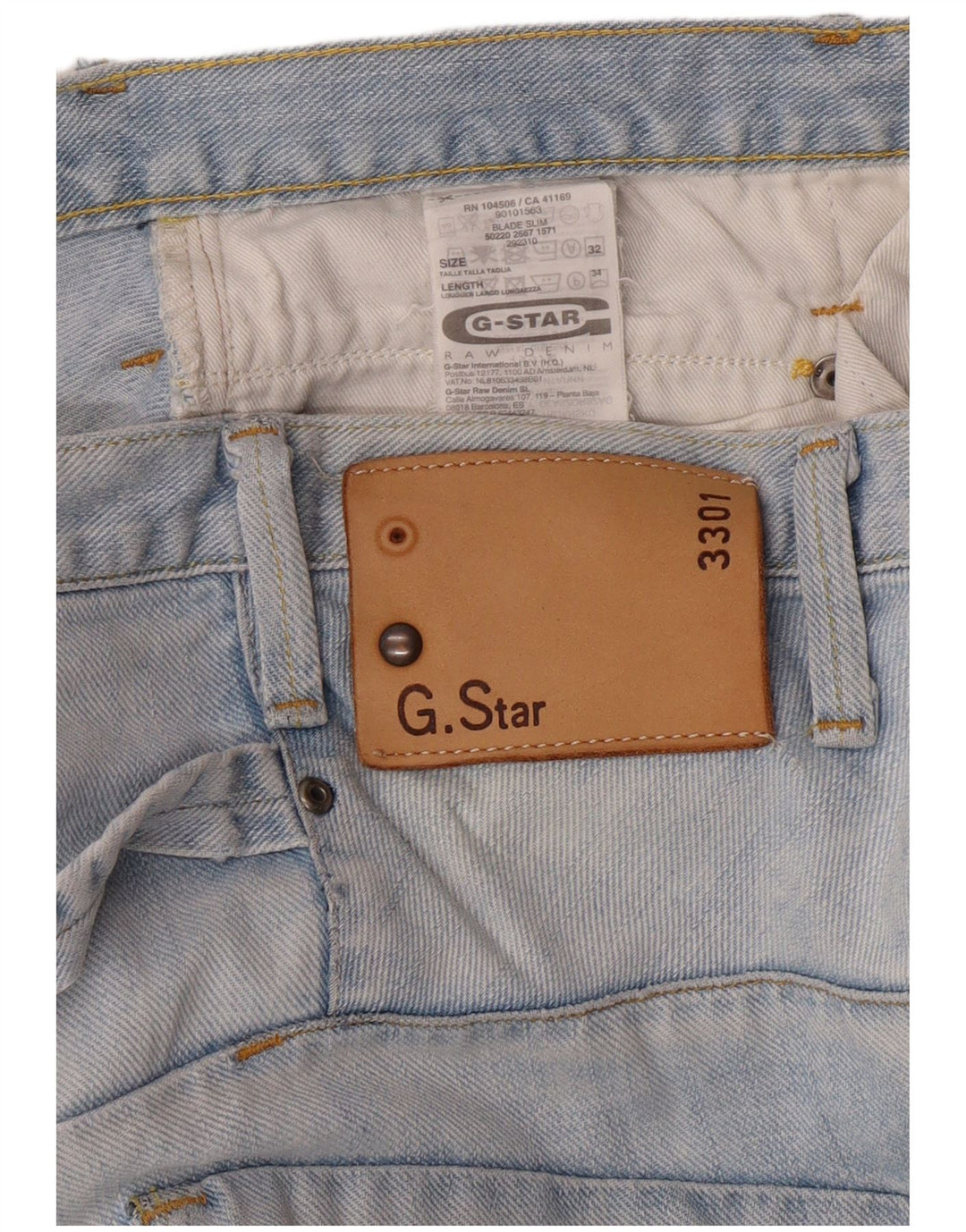 G-STAR Masculino 3301 Jeans Slim W32 L34 Azul Algodão
