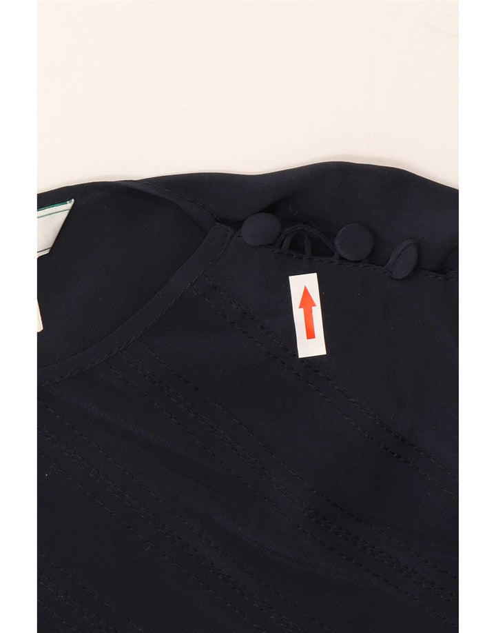 Blusa feminina Donna Mizar Top IT 44 Seda geométrica azul marinho médio