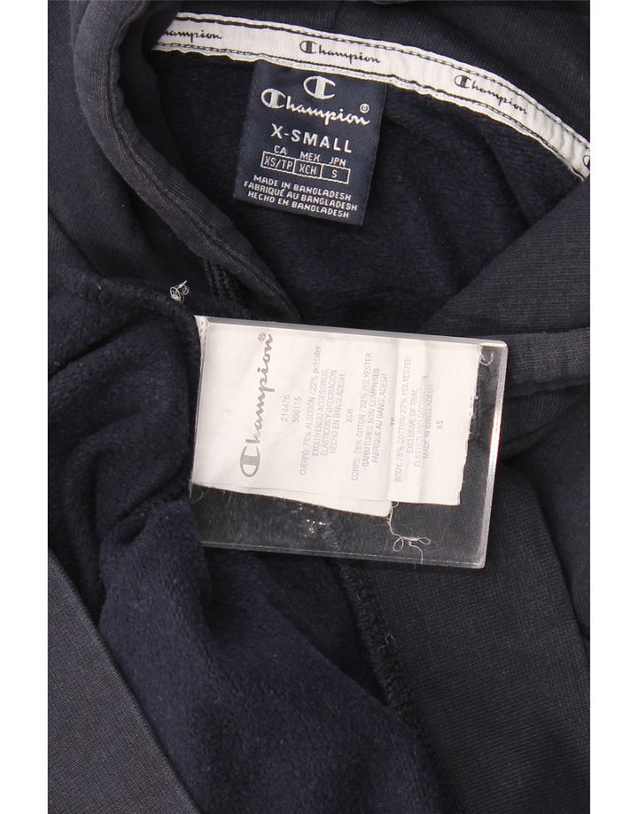 CHAMPION Suéter com capuz gráfico masculino XS azul marinho algodão