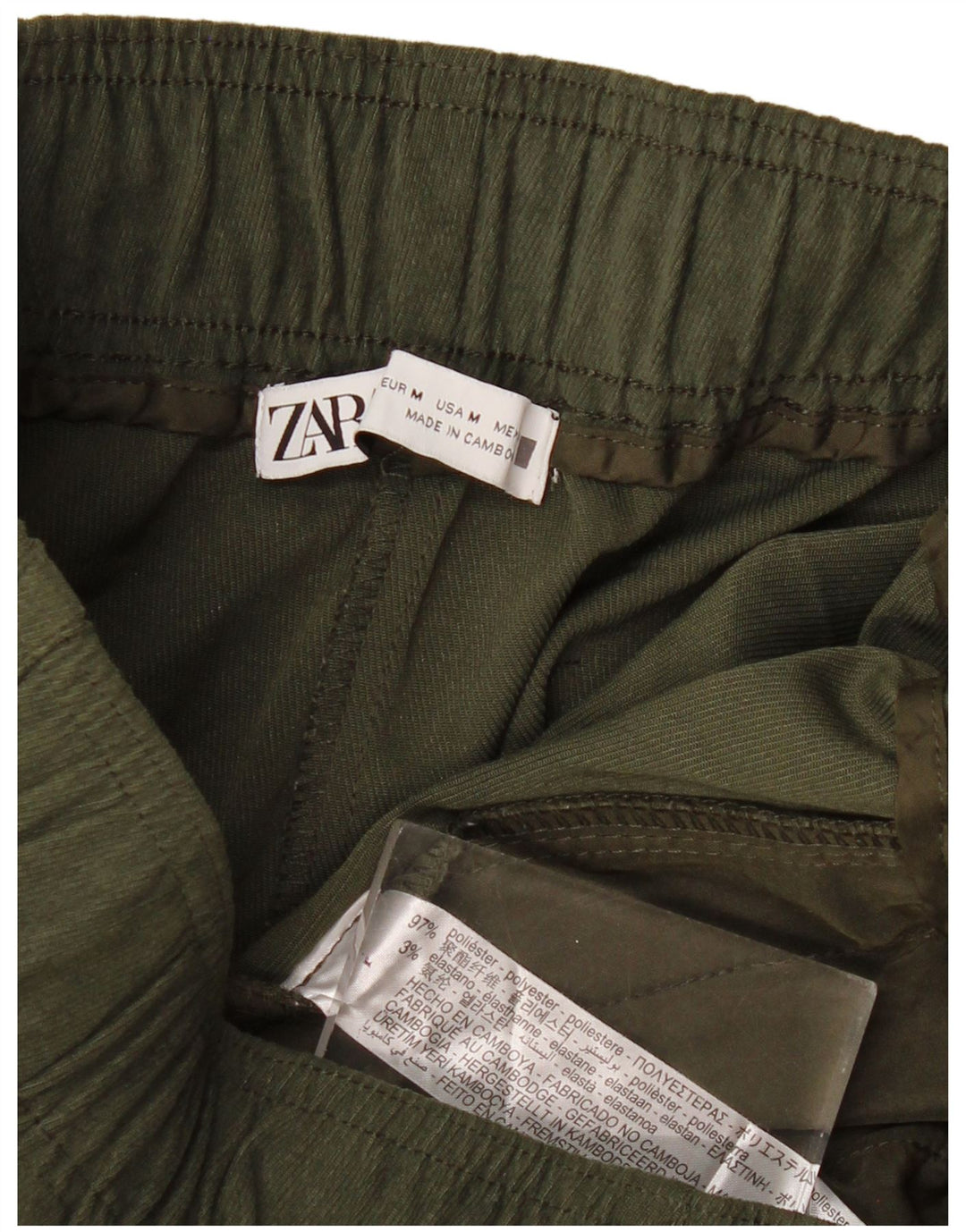 Zara Calça feminina joggers cortada média W28 L25 poliéster cáqui