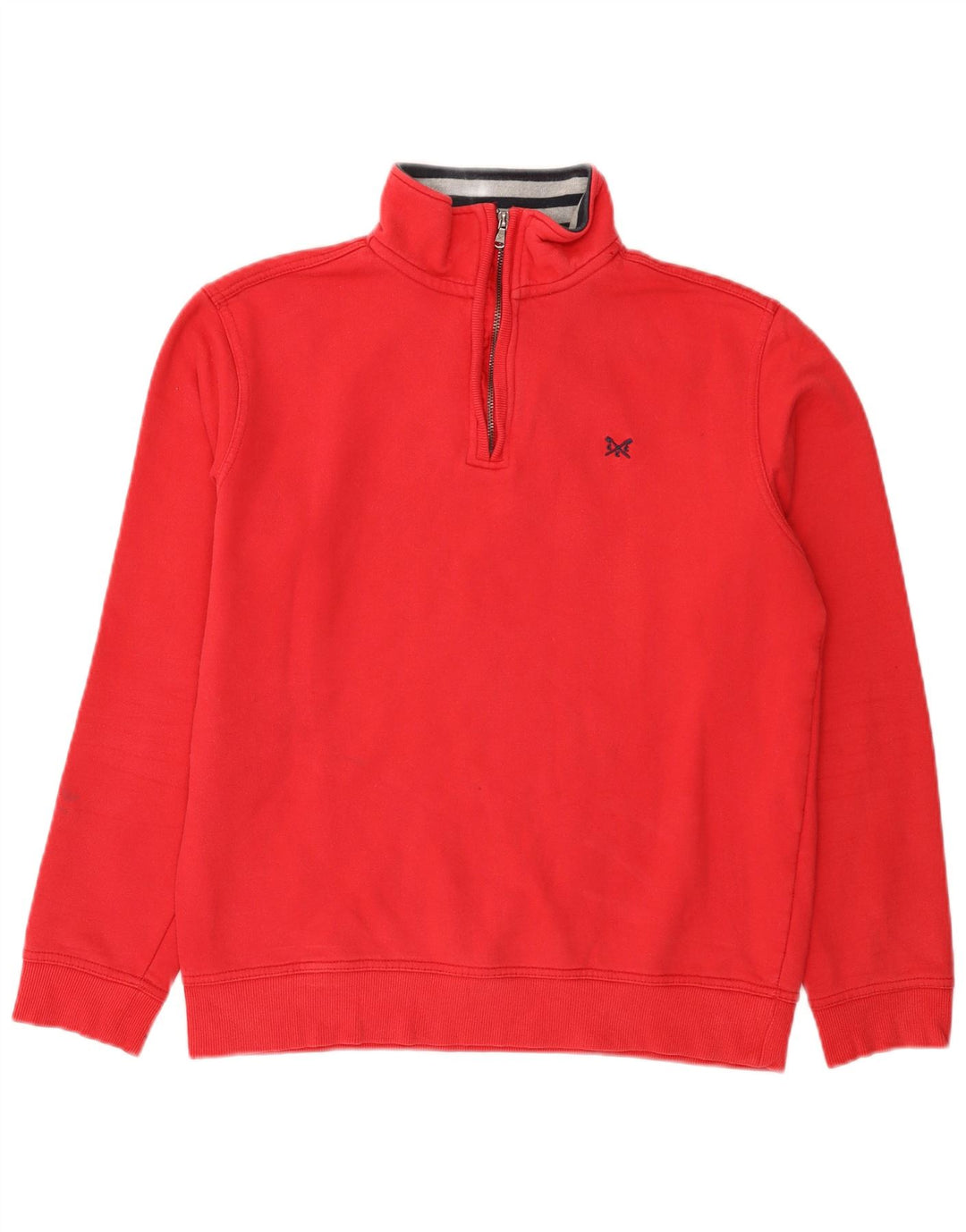 Crew Clothing Mens Zip Neck Moletom Jumper Médio Algodão Vermelho