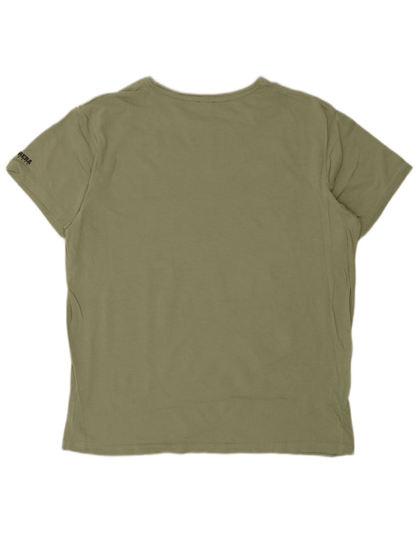Camiseta gráfica masculina Carrera Top grande de algodão verde