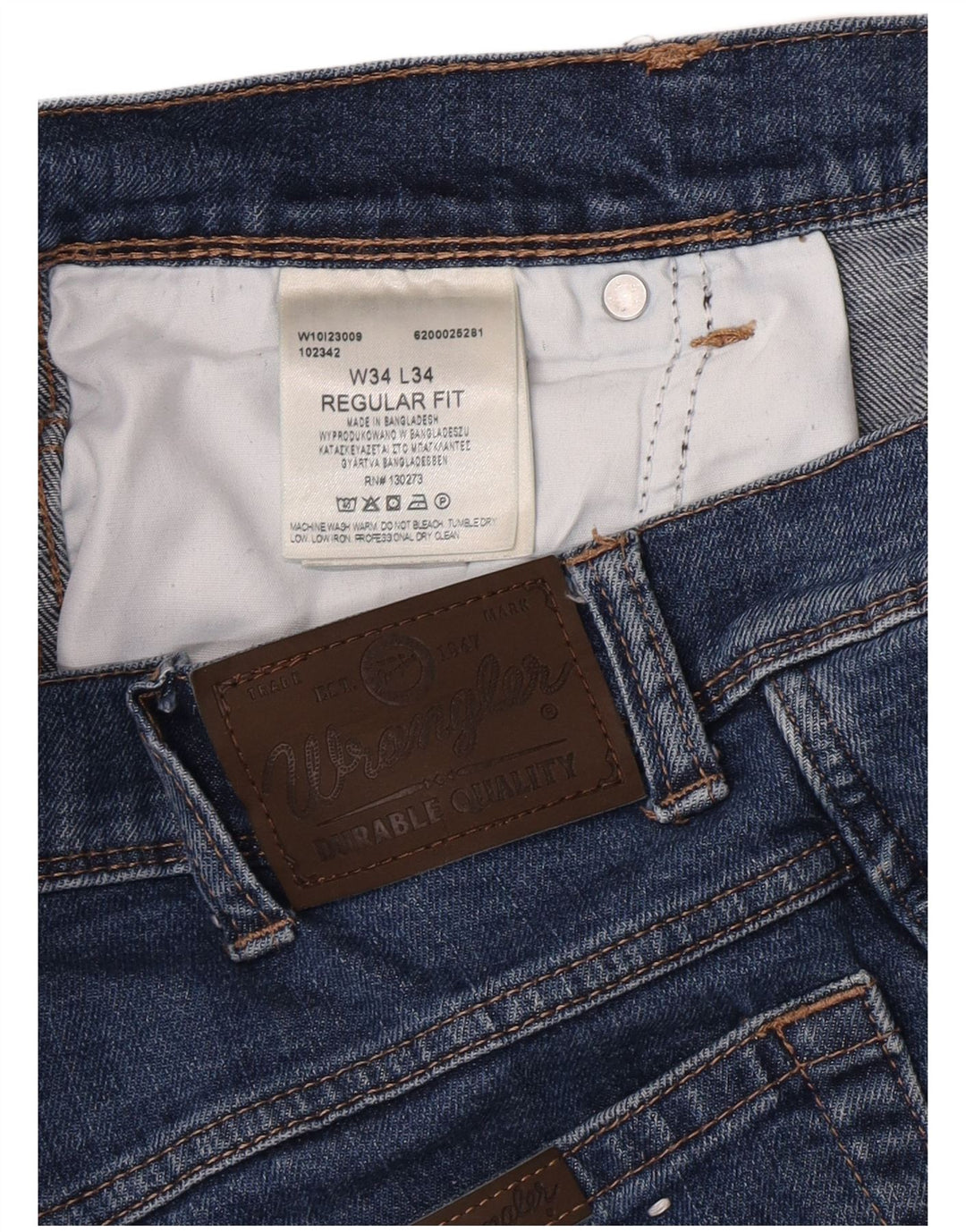 Wrangler Mens Regular Fit Jeans Reta W34 L34 Azul Algodão