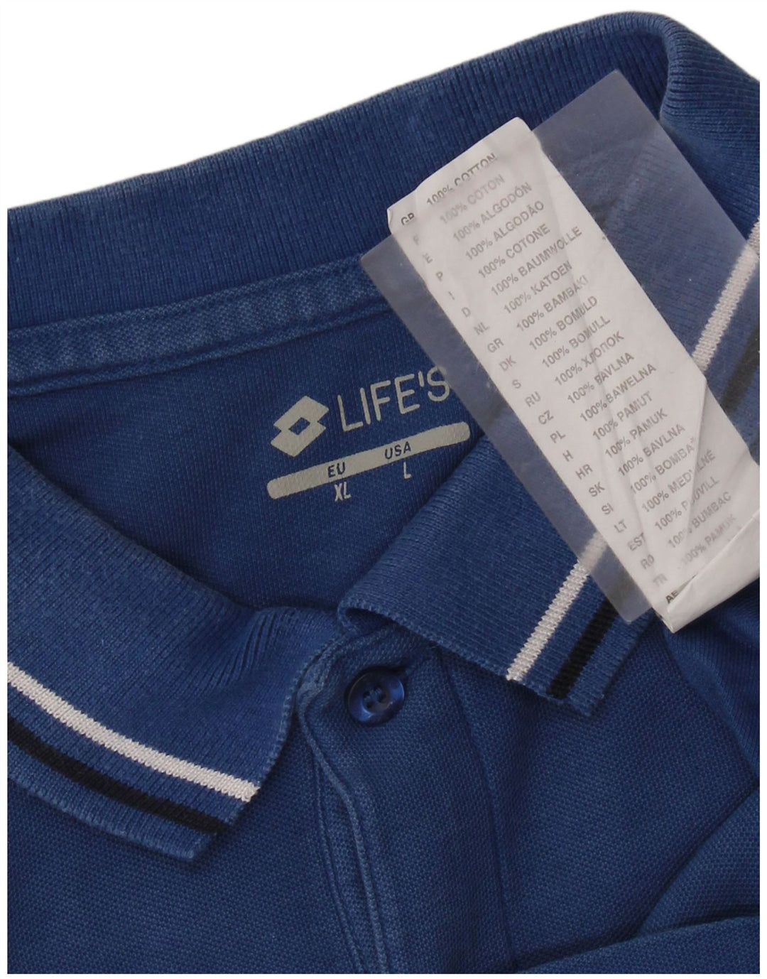 Camisa polo masculina LOTTO grande algodão azul