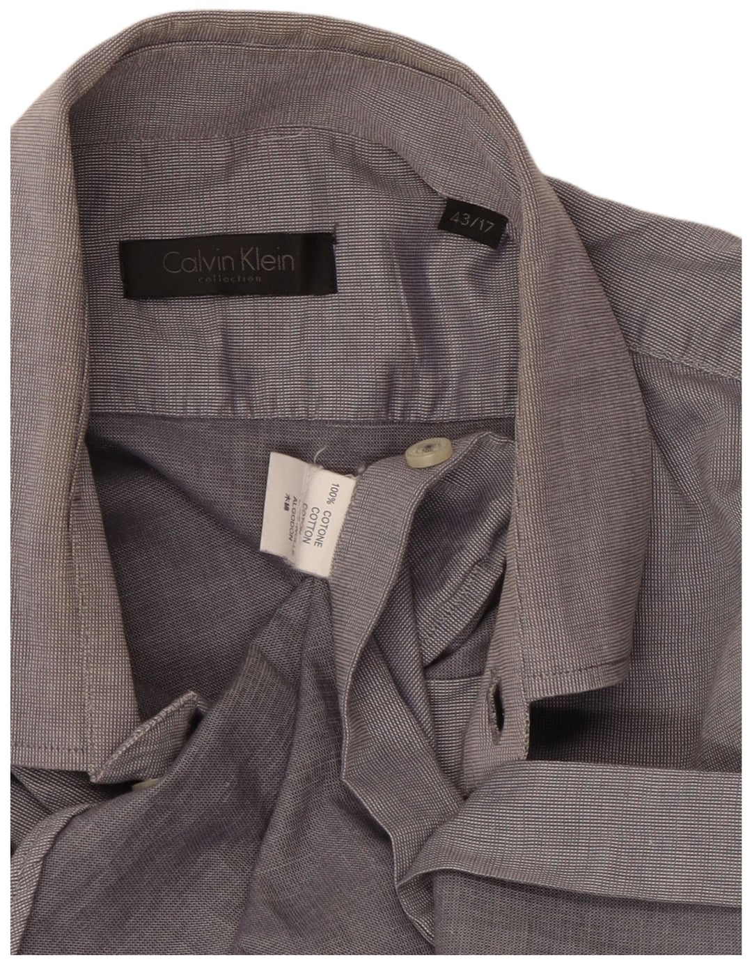 Camisa masculina Calvin Klein tamanho 43 17 XL algodão cinza