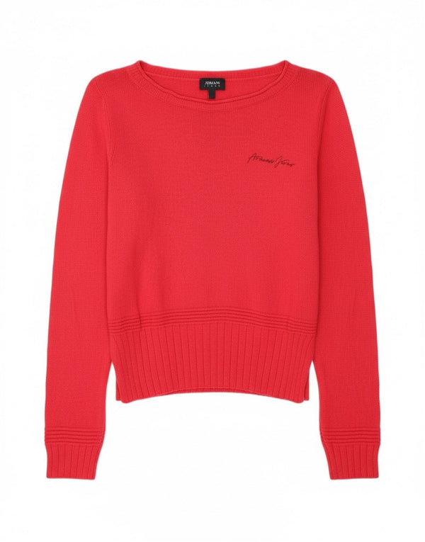 Suéter feminino Armani Jeans cropped com gola canoa Reino Unido 14 médio rosa