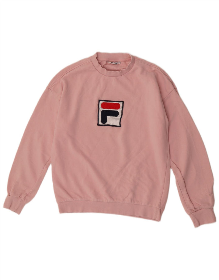Fila moletom gráfico feminino jumper UK 14 médio algodão rosa