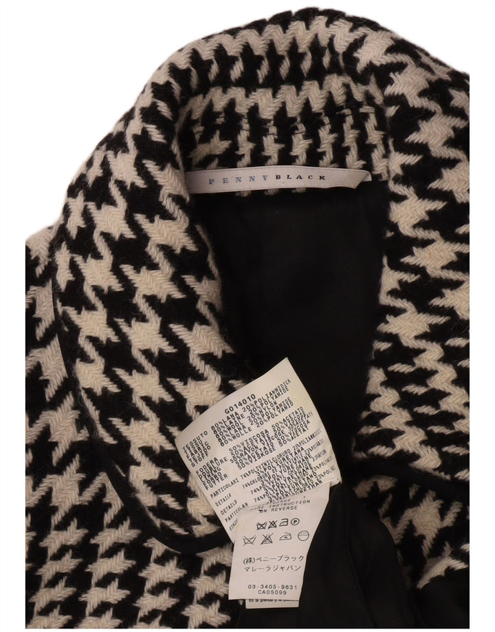 Sobretudo oversized feminino Penny Black UK 10 pequeno preto houndstooth lã