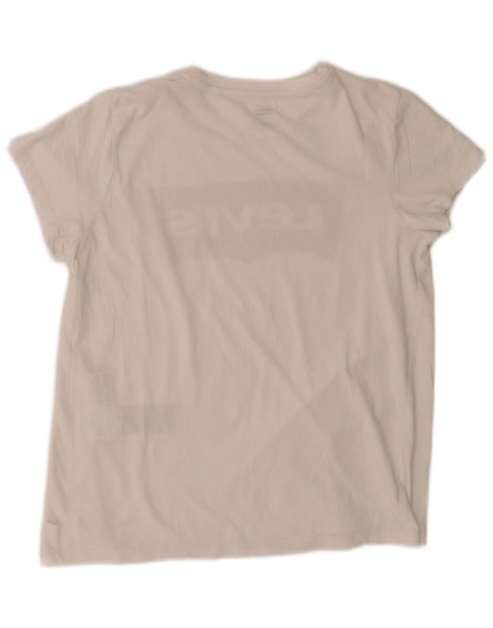 Camiseta feminina gráfica Levi's UK 12 algodão branco médio