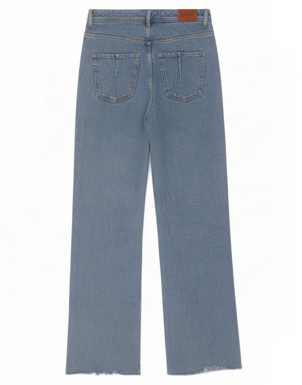 Zara Jeans feminino cintura alta solta EU 40 médio W30 L33 algodão azul