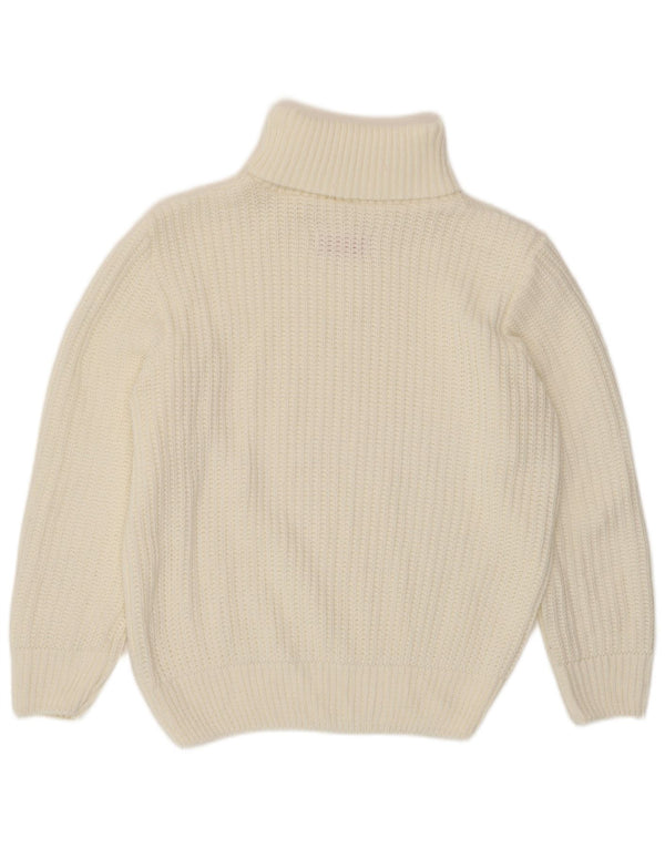 Suéter feminino vintage com gola redonda, viscose branca grande Reino Unido 14