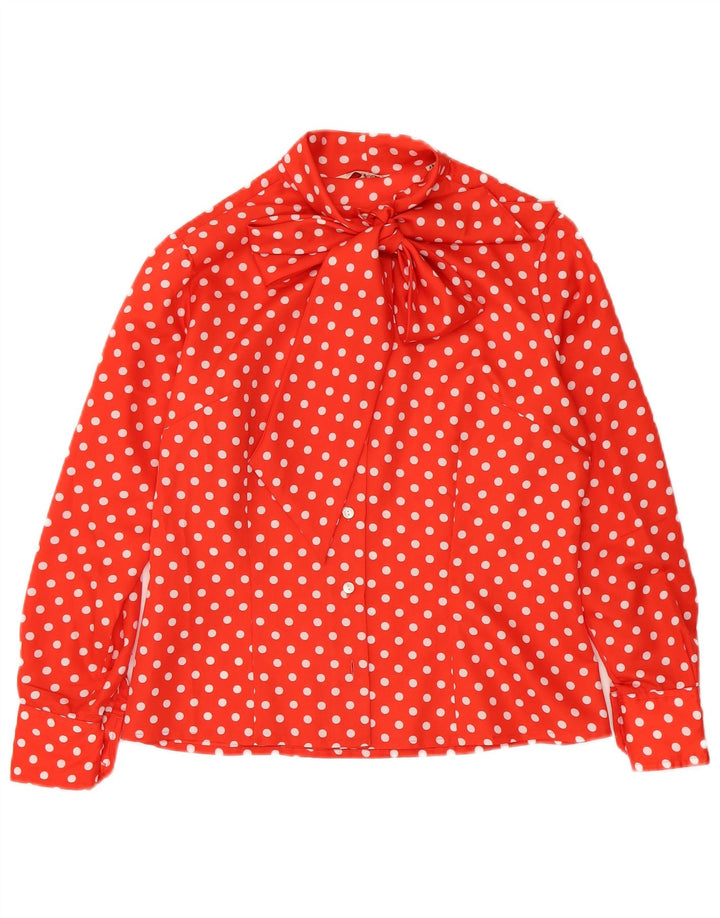 Blusa feminina vintage com gravata frontal IT 48 XL bolinhas vermelhas