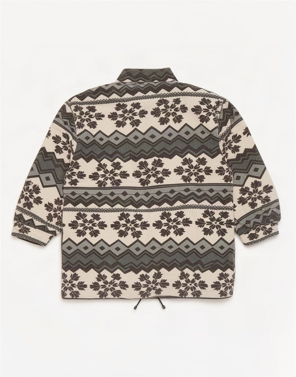 Jaqueta de lã masculina vintage UK 42 XL branca Fair Isle