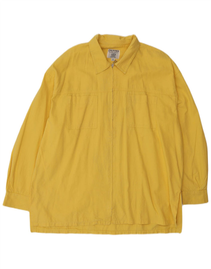 Camisa masculina vintage com zíper completo tamanho 38/40 algodão amarelo médio