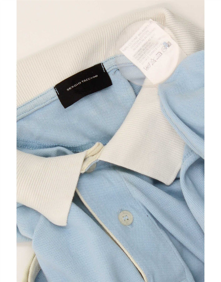 Camisa polo masculina Sergio Tacchini IT 48 algodão colorblock azul médio