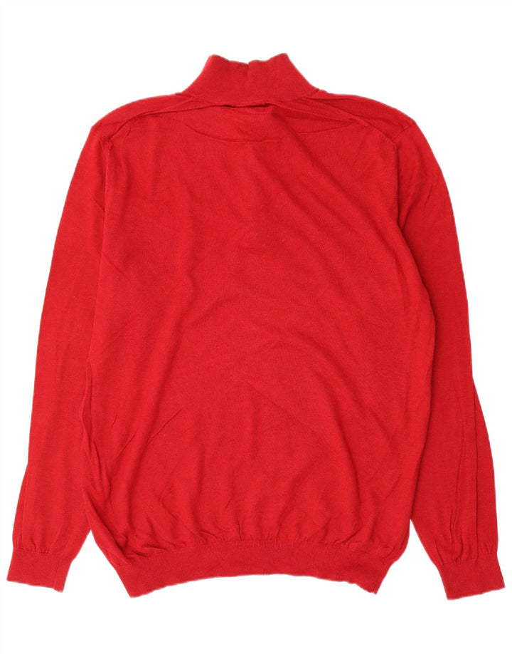 Suéter masculino Massimo Dutti com zíper e gola alta de algodão vermelho