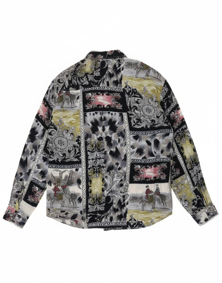 Camisa masculina CRIVER com estampa abstrata grande viscose cinza