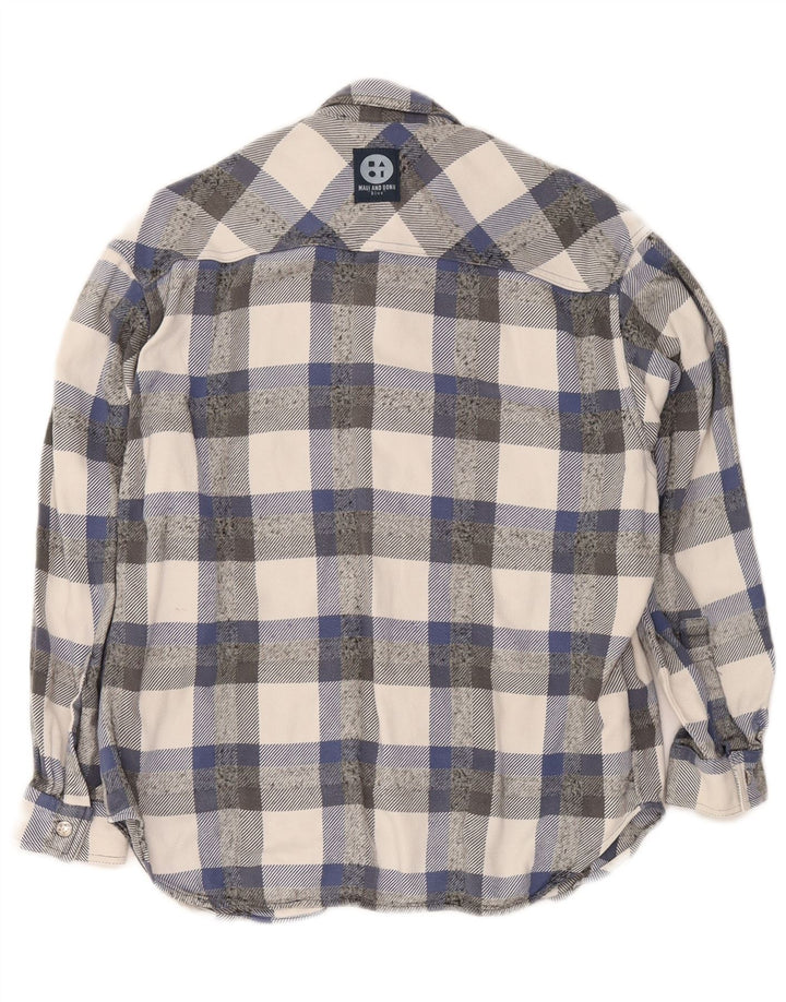 Camisa masculina de flanela Maui and Sons algodão xadrez azul médio