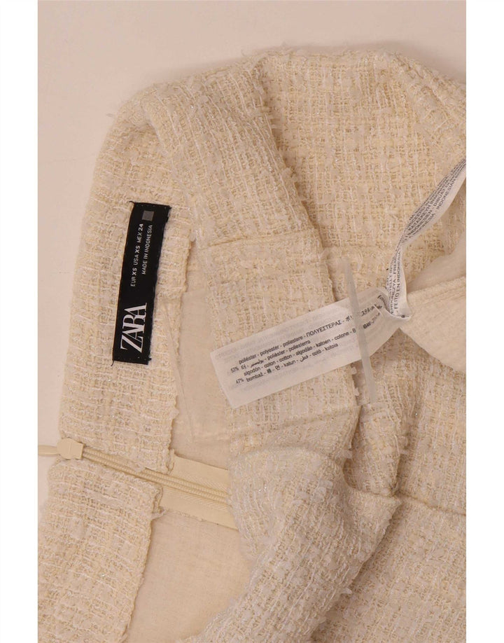 Mini saia feminina Zara XS W24 poliéster branco