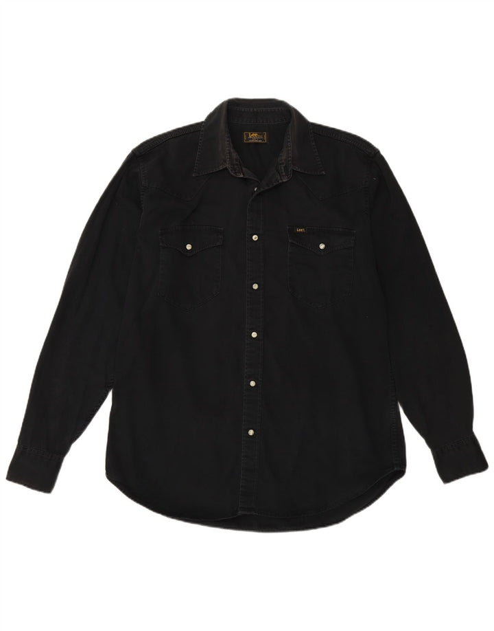 Camisa jeans masculina LEE grande algodão preto