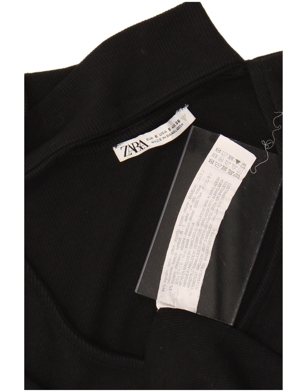 Vestido bodycon feminino de manga comprida ZARA Reino Unido 8 pequeno algodão preto