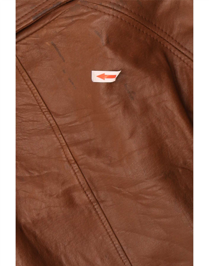 Casaco de couro feminino vintage IT 50 XL marrom