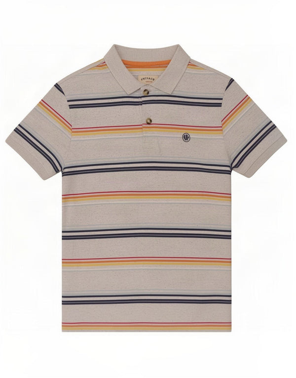 Camisa polo masculina Fat Face pequena listrada cinza