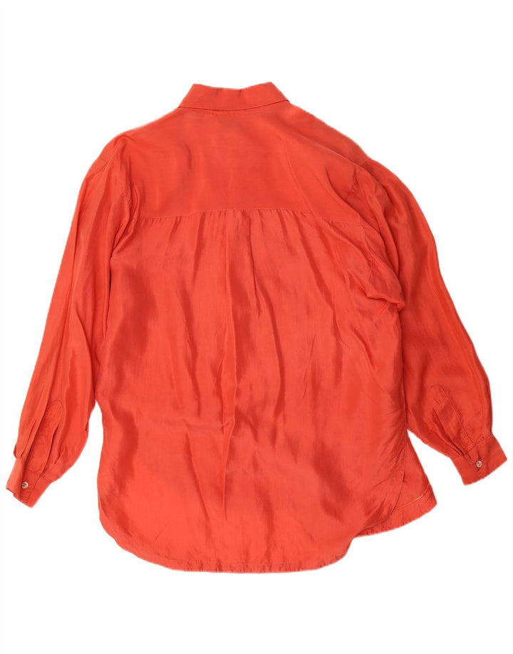 Blusa feminina vintage UK 14 seda laranja média