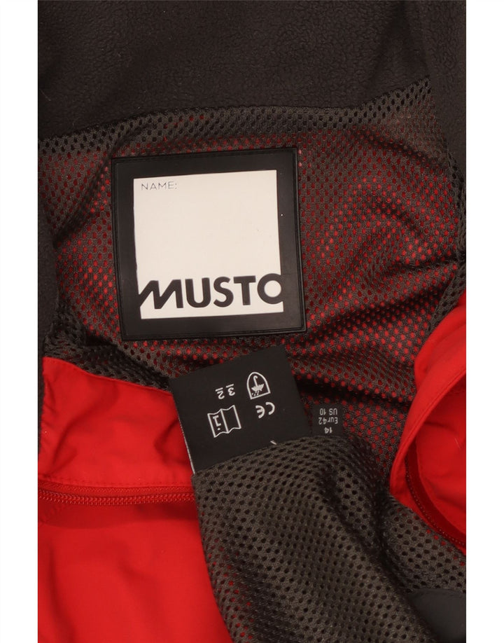 Jaqueta de chuva feminina com capuz gráfico Musto UK 14 grande bloco colorido vermelho
