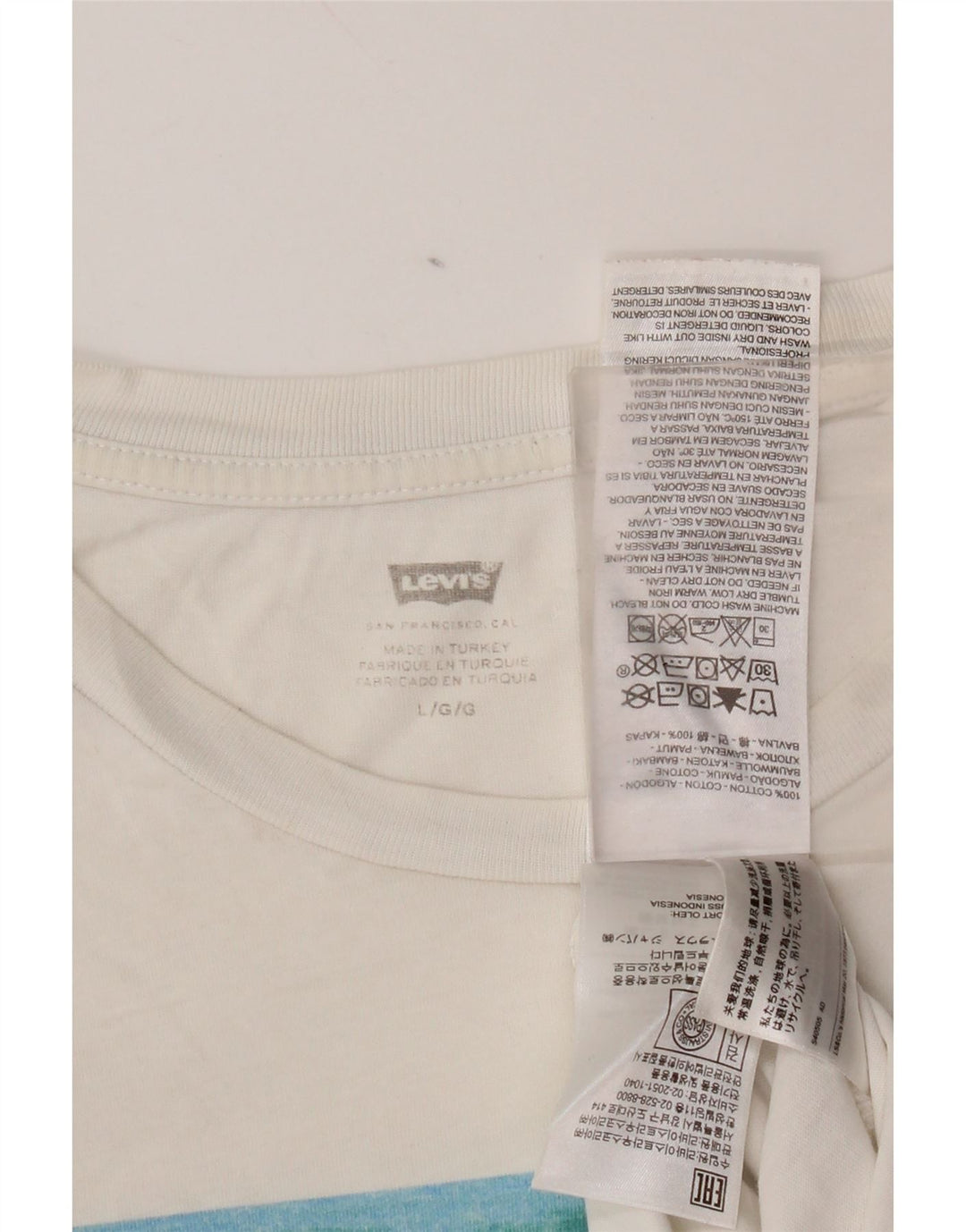 Camiseta feminina gráfica Levi's UK 16 grande algodão branco