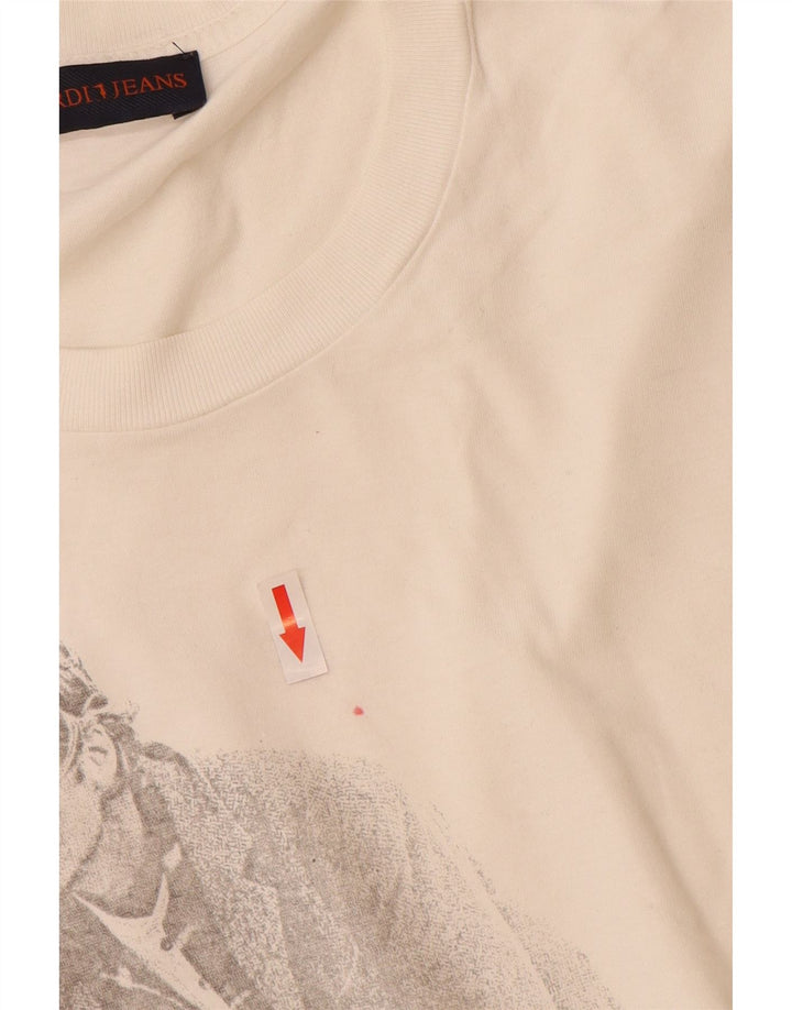 Camiseta masculina Trussardi Jeans gráfica grande branca