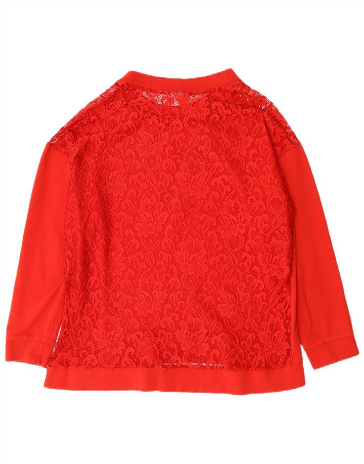 Blusa feminina PIAZZA ITALIA UK 16 grande floral vermelho