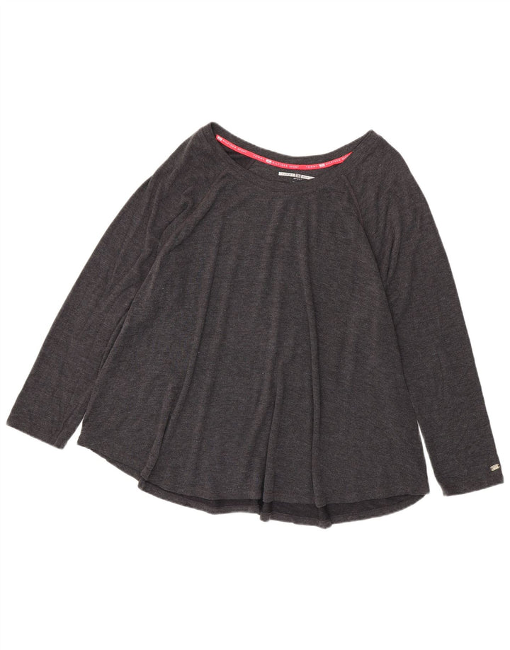 Top Tommy Hilfiger feminino manga comprida UK 20 2XL cinza poliéster