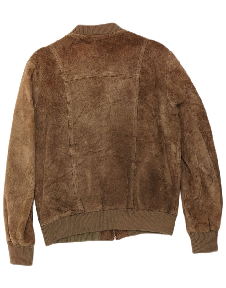 Jaqueta bomber feminina vintage de camurça IT 50 XL couro cáqui