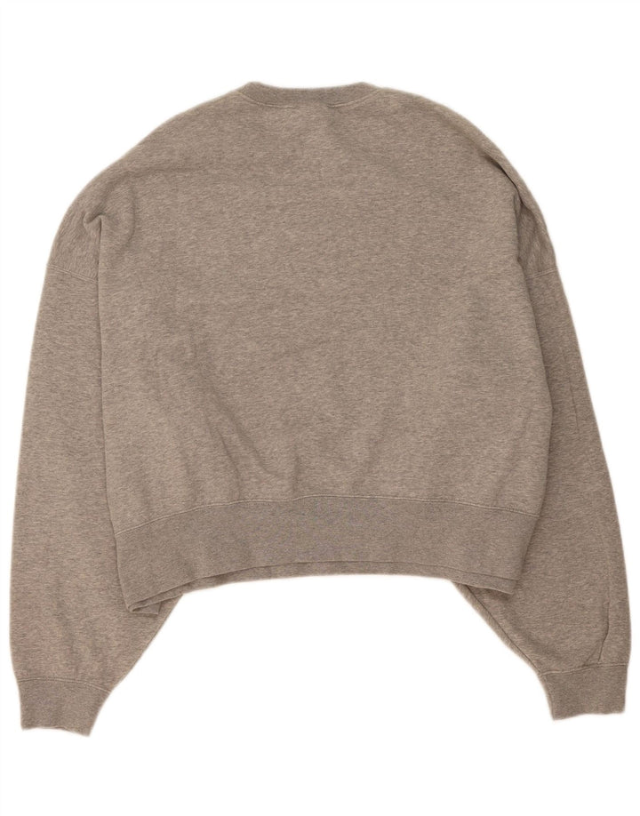NIKE Womens Oversized Crop Sweatshirt Jumper UK 16 Grande Cinza Algodão
