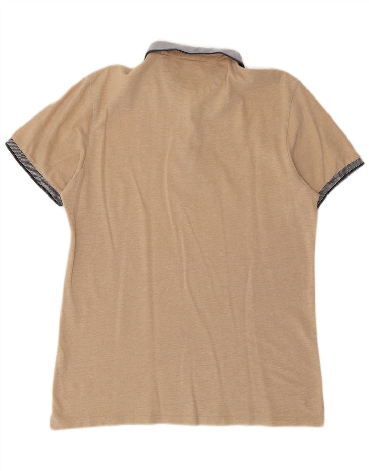 Camisa polo masculina ZARA grande algodão bege