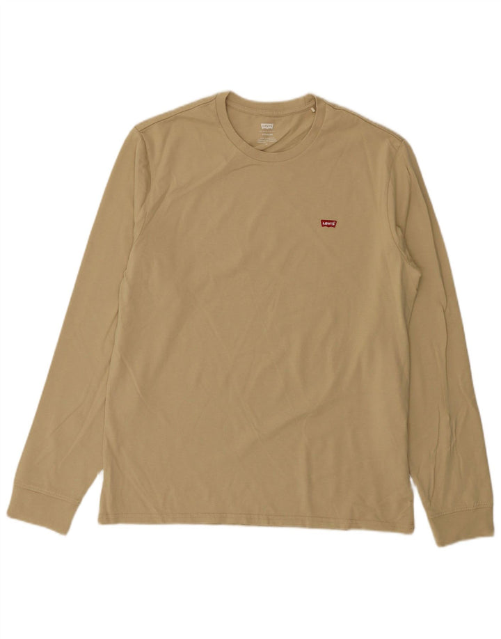 LEVI'S Masculino Padrão Top Manga Longa Algodão Bege Médio
