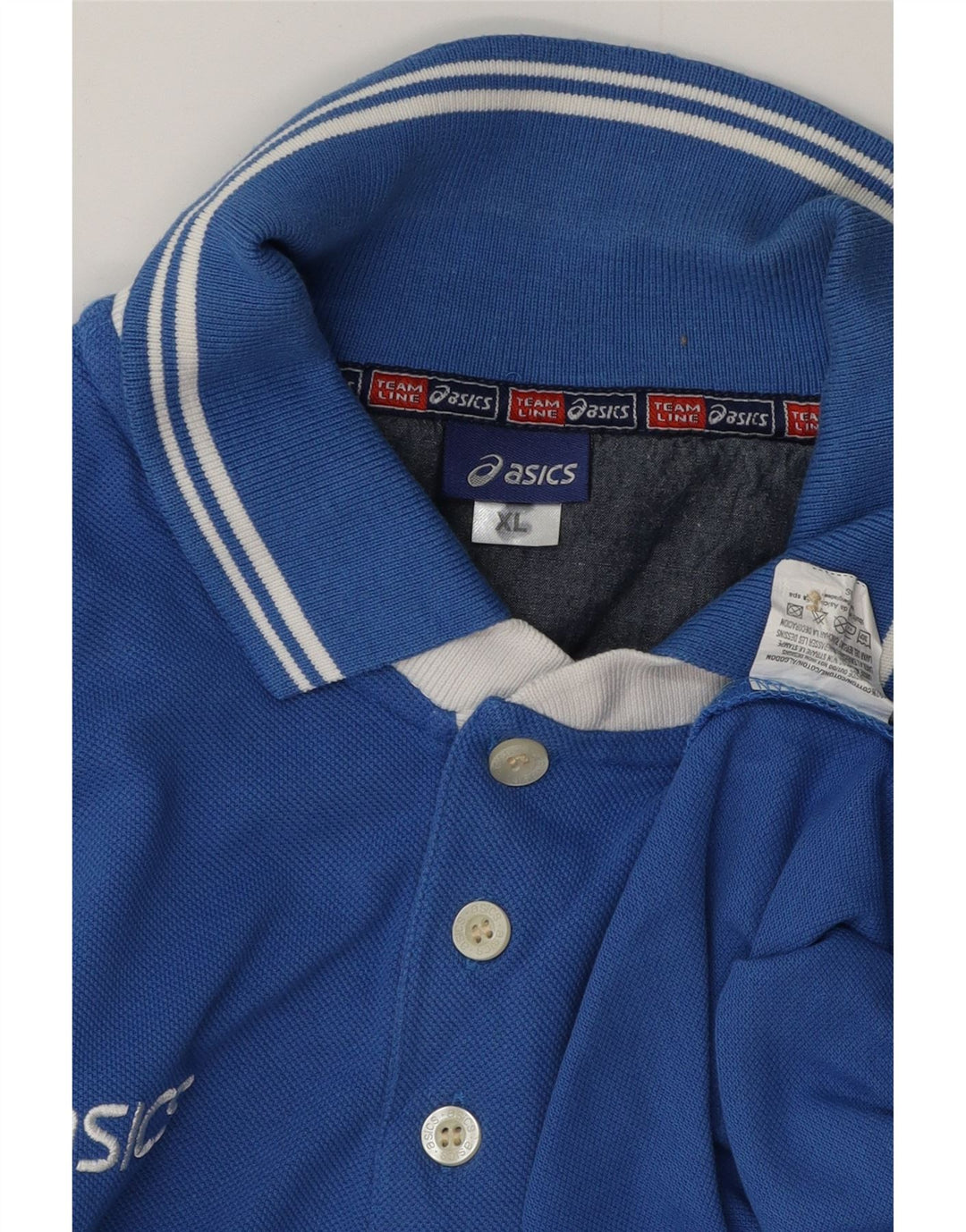 Camisa polo gráfica masculina ASICS XL azul algodão