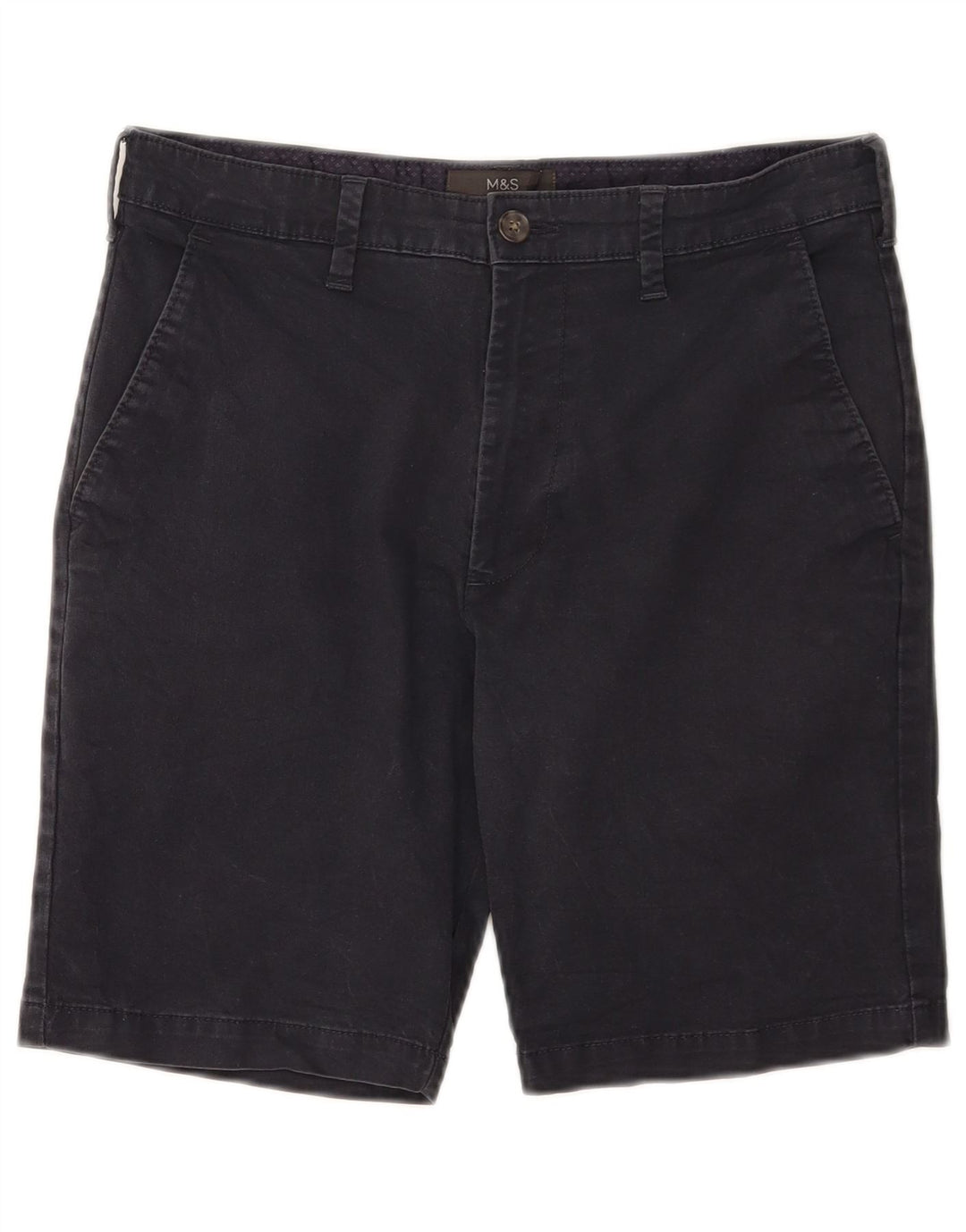 Shorts chino masculino Marks & Spencer W30 algodão azul marinho médio