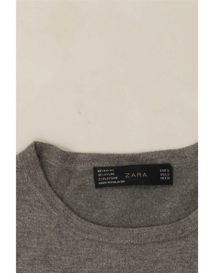 Zara Womens Vest Tank Top UK 8 Pequeno Rayon Cinza