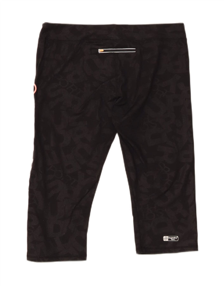 Shorts esportivos gráficos femininos SUPERDRY Reino Unido 14 grande poliéster preto