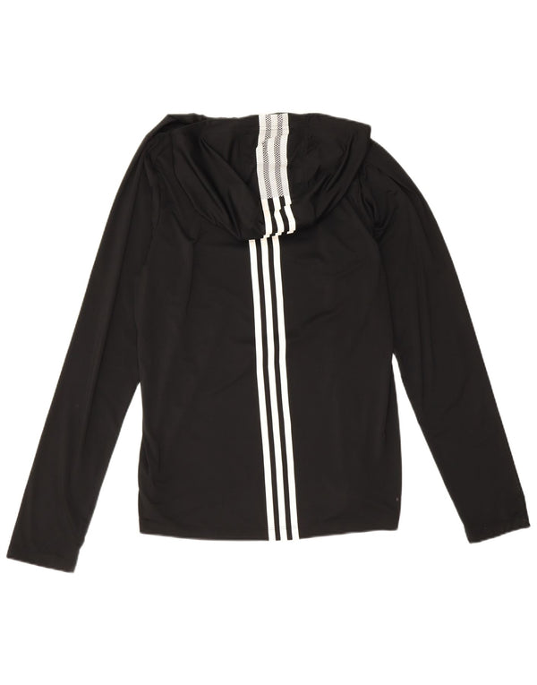 Adidas Womens Primegreen Hooded Top Manga Longa Reino Unido 10 Pequeno Poliéster Preto