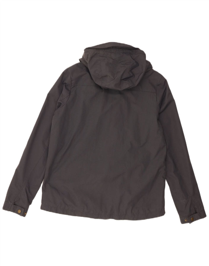 Jaqueta corta-vento com capuz feminino Fat Face UK 12 nylon cinza médio