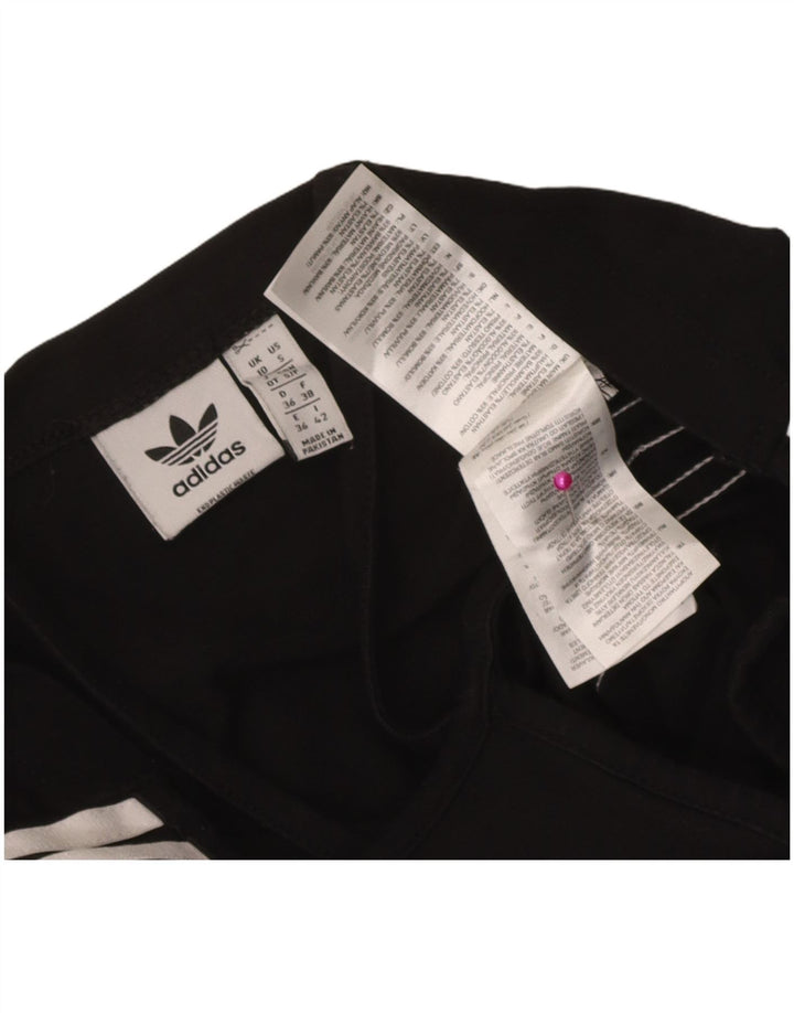 Adidas Mulheres Crop Halter Top UK 10 Pequeno Algodão Preto