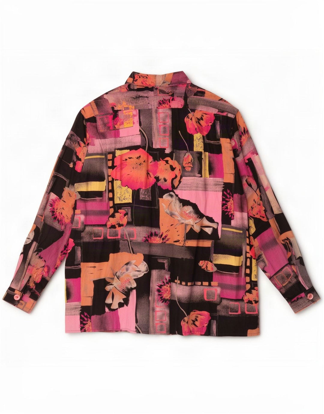 Blusa camisa feminina vintage UK 18 XL Patchwork multicolorido