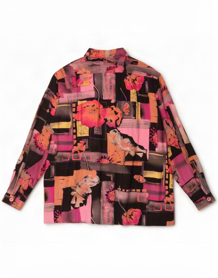 Blusa camisa feminina vintage UK 18 XL Patchwork multicolorido