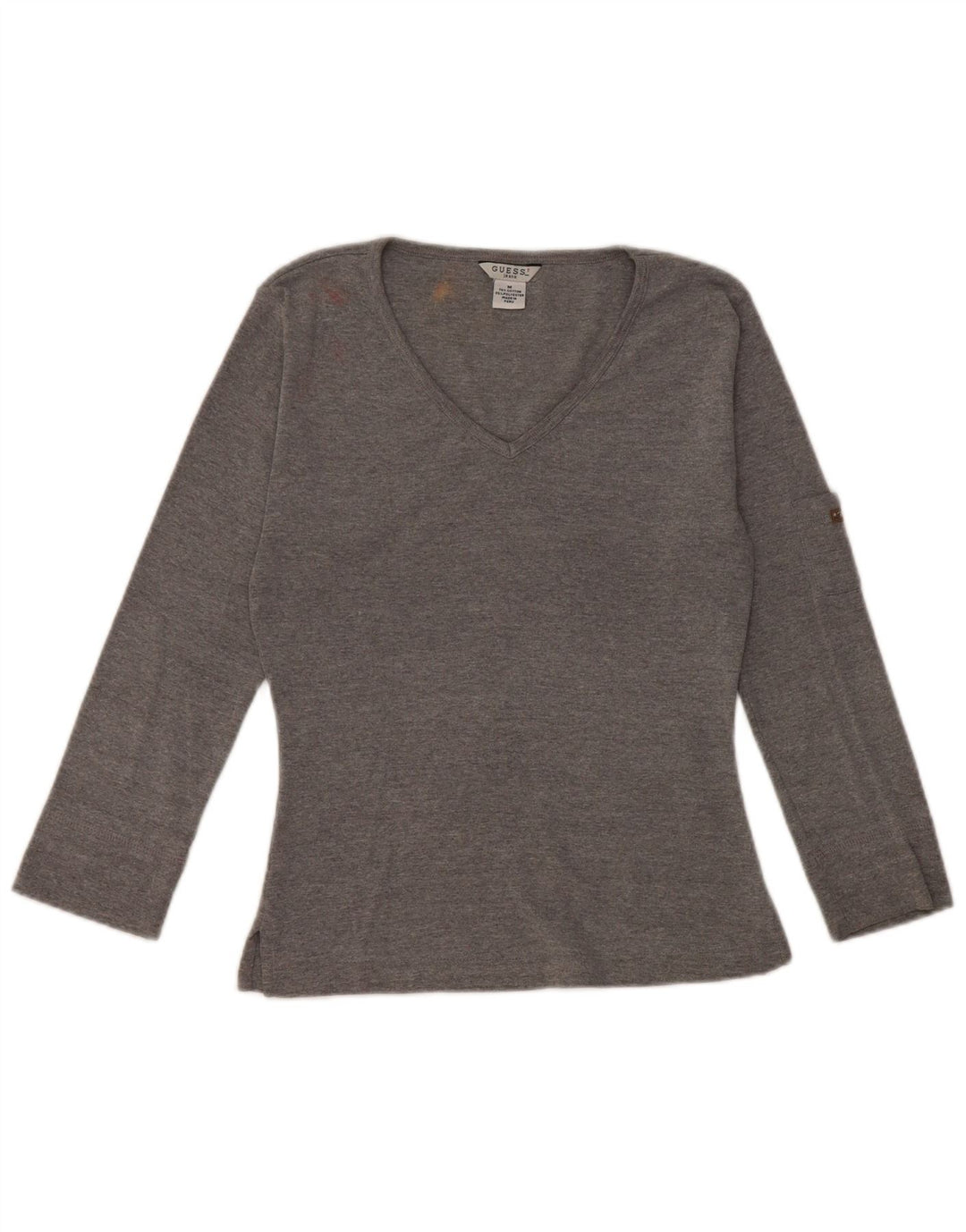Guess Womens Crop Top Manga Longa Reino Unido 12 Algodão Cinza Médio