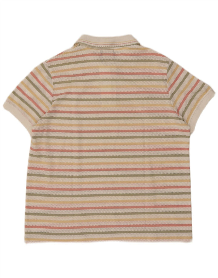 Suéter feminino vintage com gola polo UK 14 listrado médio multicolorido