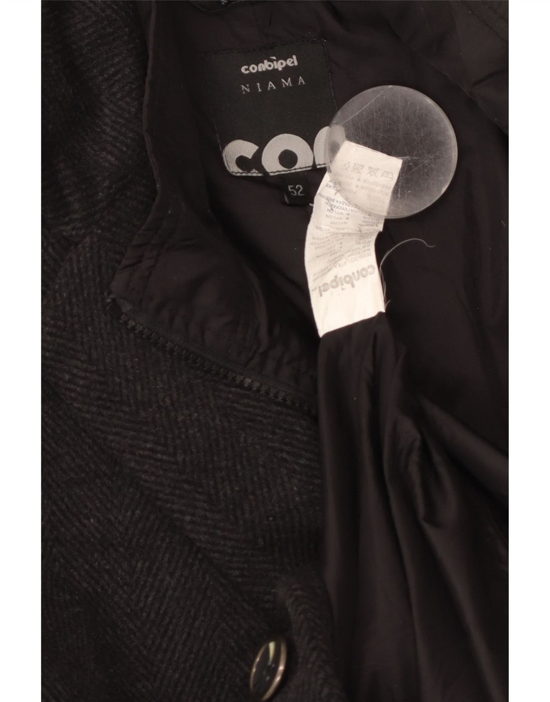 Sobretudo masculino CONBIPEL Niama IT 52 grande lã espinha de peixe preta